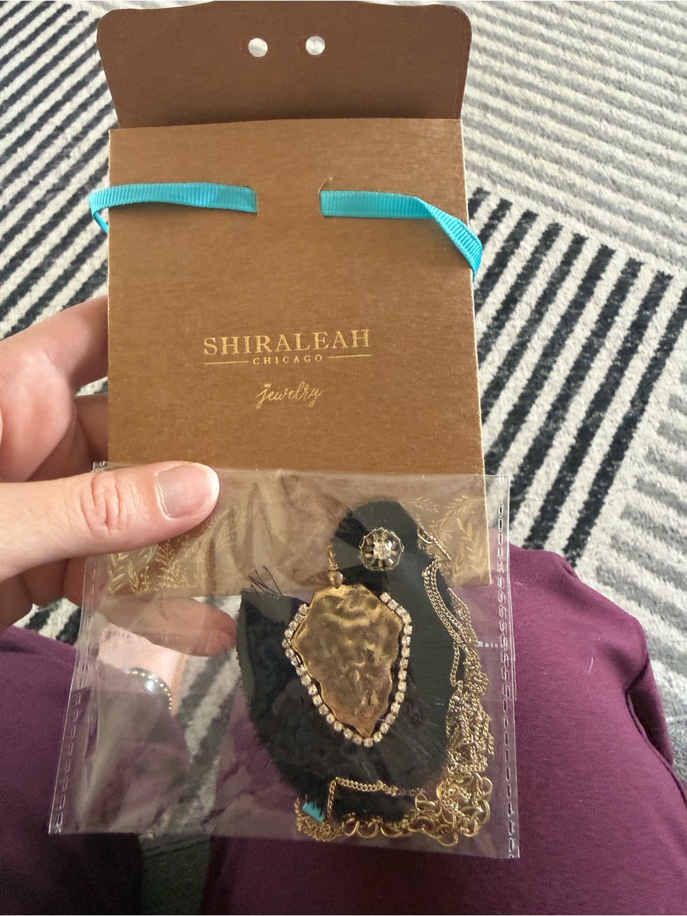 Shiraleah Gold Pendant Necklace with Black Accent Fringe